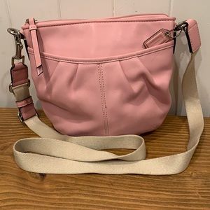 Pastel Pink Faux Crossbody Coach Bag